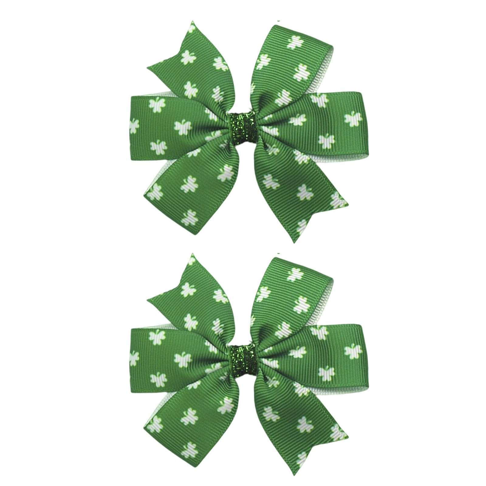 St. Patrick's Day Hair Bows Clips Shamrock Hair Bows Alligator Claw Clips for Kids Hair Pins for Kids Irish St. Patrick's Day Hair Clips Clover Hair Accessories for Kids Girls Women 2 Packs 1