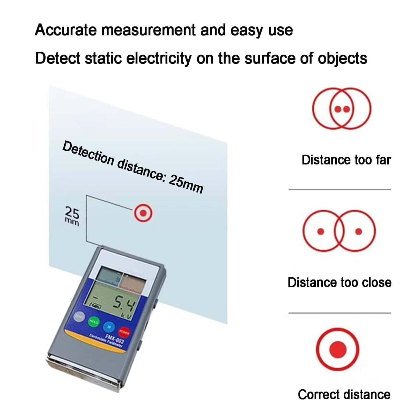 DJCDDM Portable Ion Balance Tester Handheld Digital Electrostatic Field Meter Tester， for Fiber Yarn Fabric Carpet Board Paper Rubber 5
