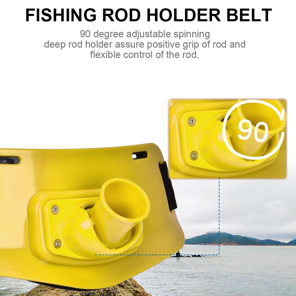 Tbest Fishing Rod Wrist Strap Holder,Fishing Belt Rod Holder,Adjustable Fishing Waist Belts Rod pole Holder Fighting Fish Tackle(Yellow) 3