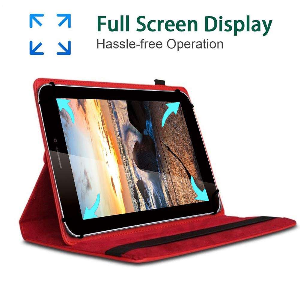 TGK Rotating Cover for iBall Slide 3G Q7218 Tablet 7 inch (Red) 360 Degree Universal 3 Camera Hole Leather Stand Case 2