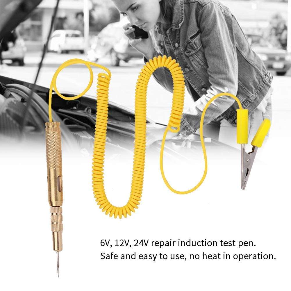 Auto Vehicle Circuit Tester Light Bulb, Car DC 6V 12V 24V Circuit Repair Induction Tester Pen Test Light Yellow 6