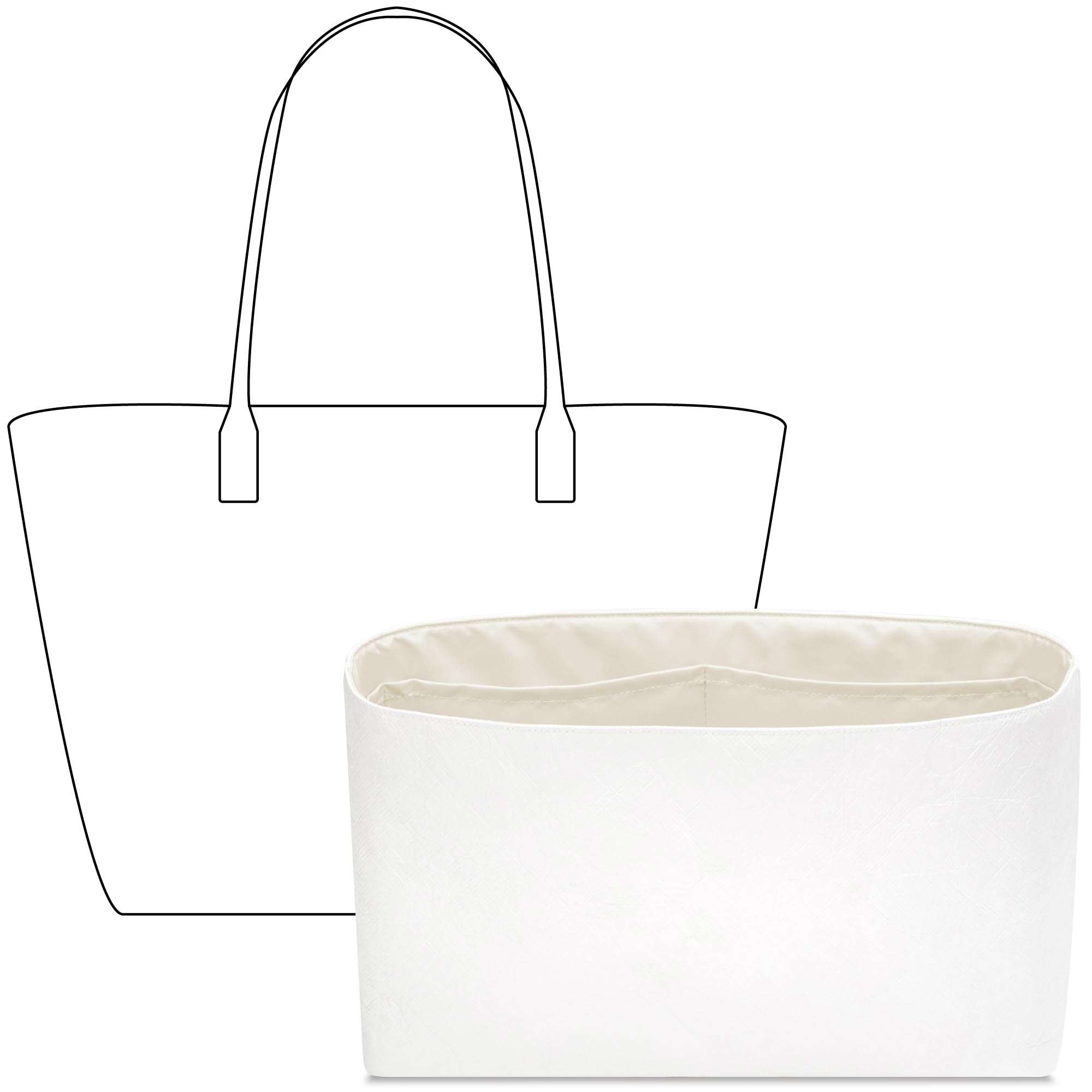 FANJI Project Tote Bag Organizer Insert for TORY BURCH Monogram tote S handbag, Custom Fit Inside Premium Craie Lightweight WaterResistant Purse Insert with Cup Holder Accessories 1