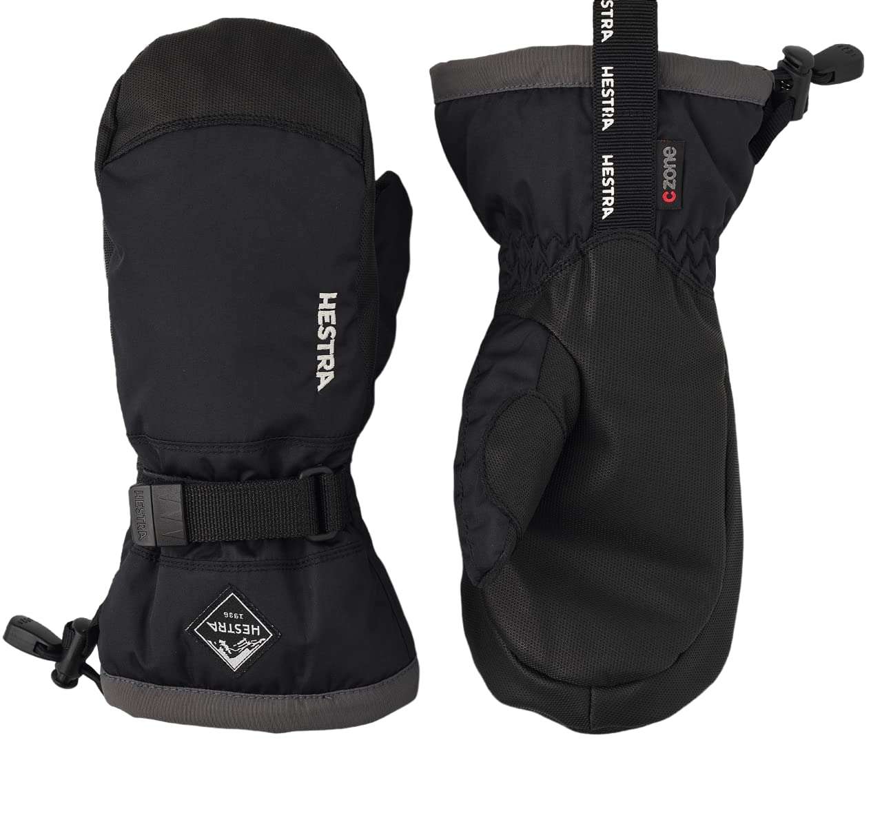 Hestra Gauntlet CZone Junior Mitt - Waterproof, Insulated Snow Mitt for Skiing, Playing in The Snow for Kids - Black/Graphite - 4 1