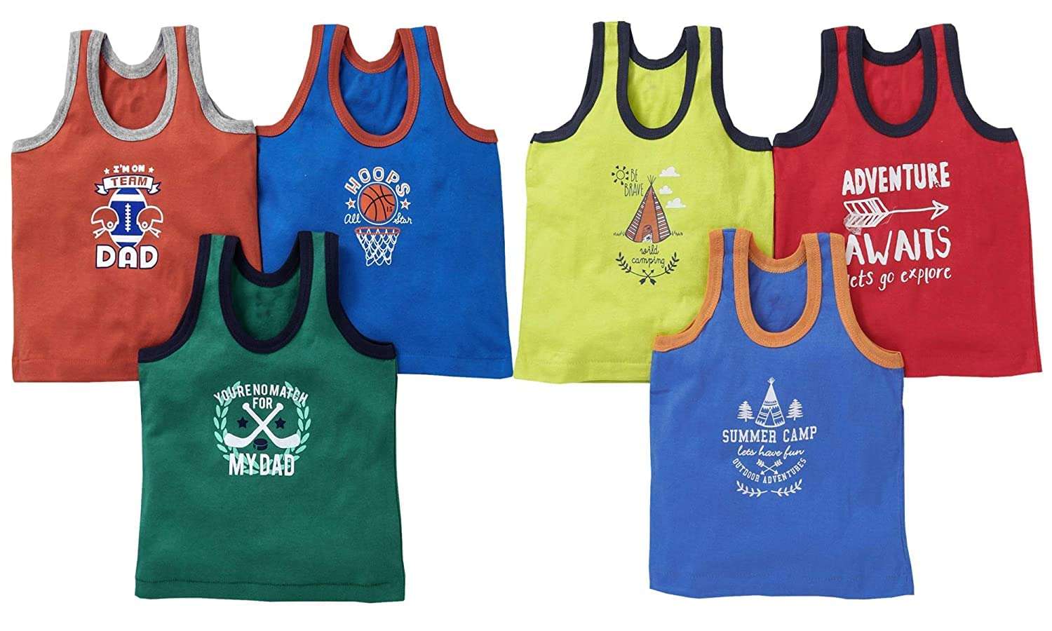 ANGAAKAR CLOTHINGS Printed Baby Vest For Kids Cotton Sleeveless Sando Baniyan infant Baby Innerwear Cloth For Boys & Girls, Pack of 6