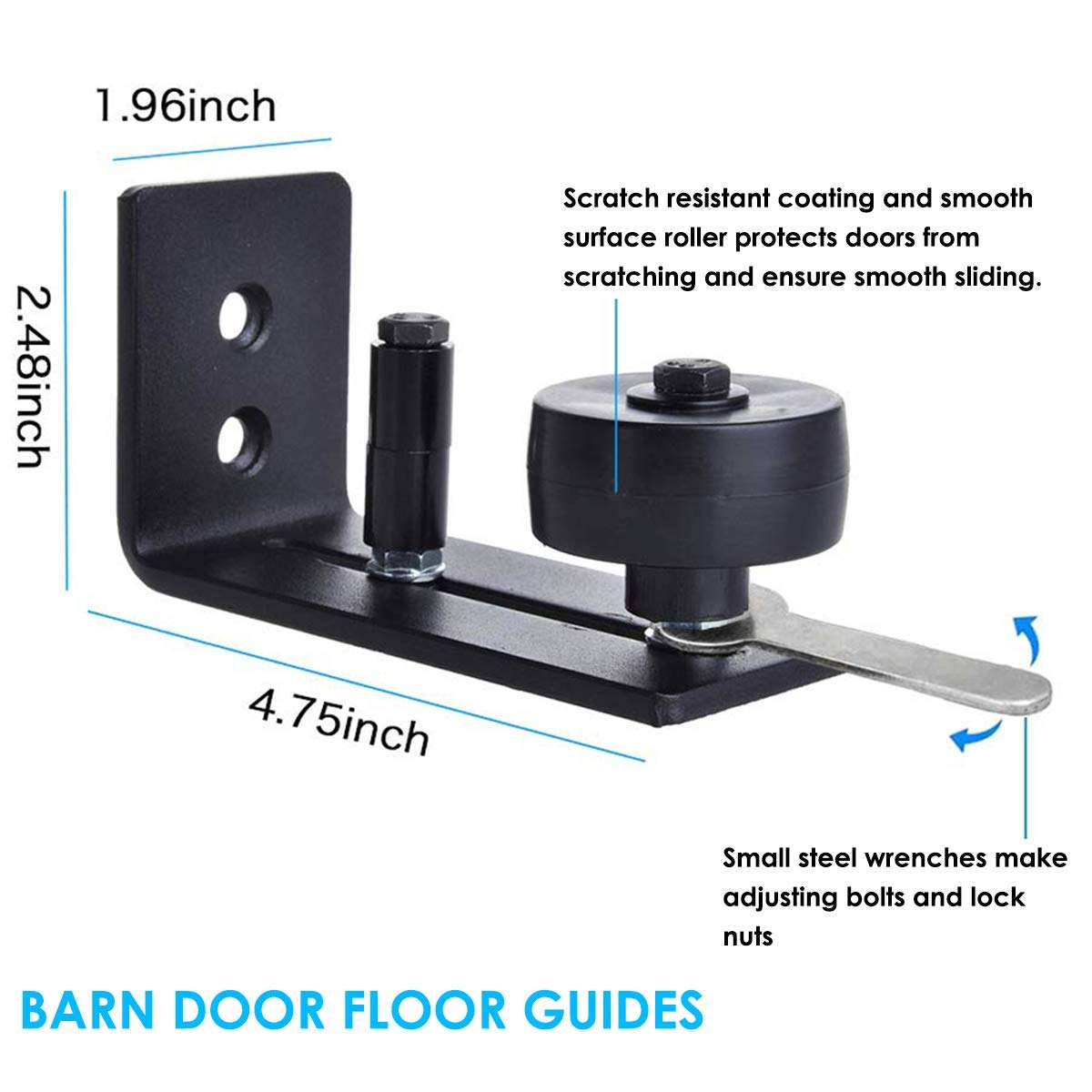 Barn Door Hardware, Multi-Function Sliding Barn Door, Adjustable Floor Guide Roller, Floor and Door Panel Non-Damage, Fits Barn Doors Up to 8.4 cm 3