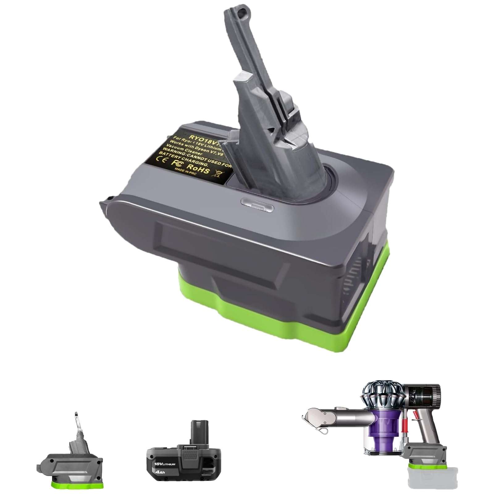 for V8 Battery Adapter, Convert Power Tool Battery to for V8 Battery Replacement (for Ryobi 18V to for Dyson V8 Battery)