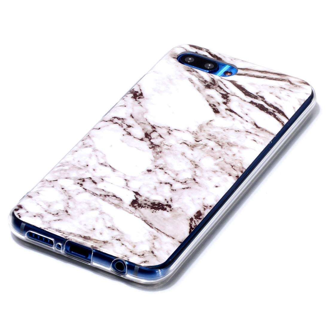 DINGXUEMEI XUEMEI CASE Silicone Cell Phone Cases & Covers Marble Pattern Soft TPU Case for Huawei Honor 10(Plum Blossom) (Color : White) 3