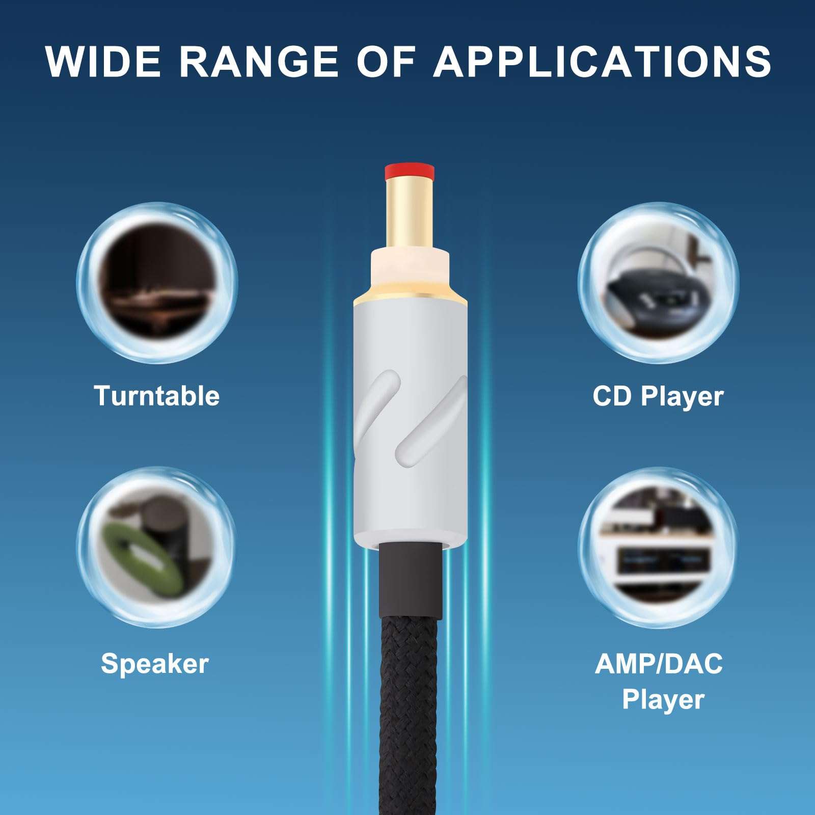 Monosaudio HiFi Audio DC Cable High Purity OFC 4N 99.998% Pure Silver DC Extension Cord 5.5mmx2.5mm 12V 0.5A Audiophile Power Cord for Audio,Speakers,S ubwoofers, Home Theater,Amp（1M/3.3Ft） 5