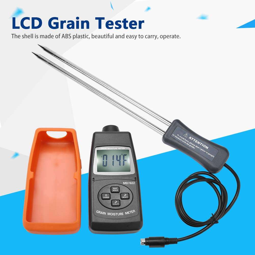 Moisture Meter Tester, MD7822 Digital LCD Screen Grain Moisture Meter Tester Measuring Tool for Wheat Corn Basal Thermometer LCD Grain Tester 3