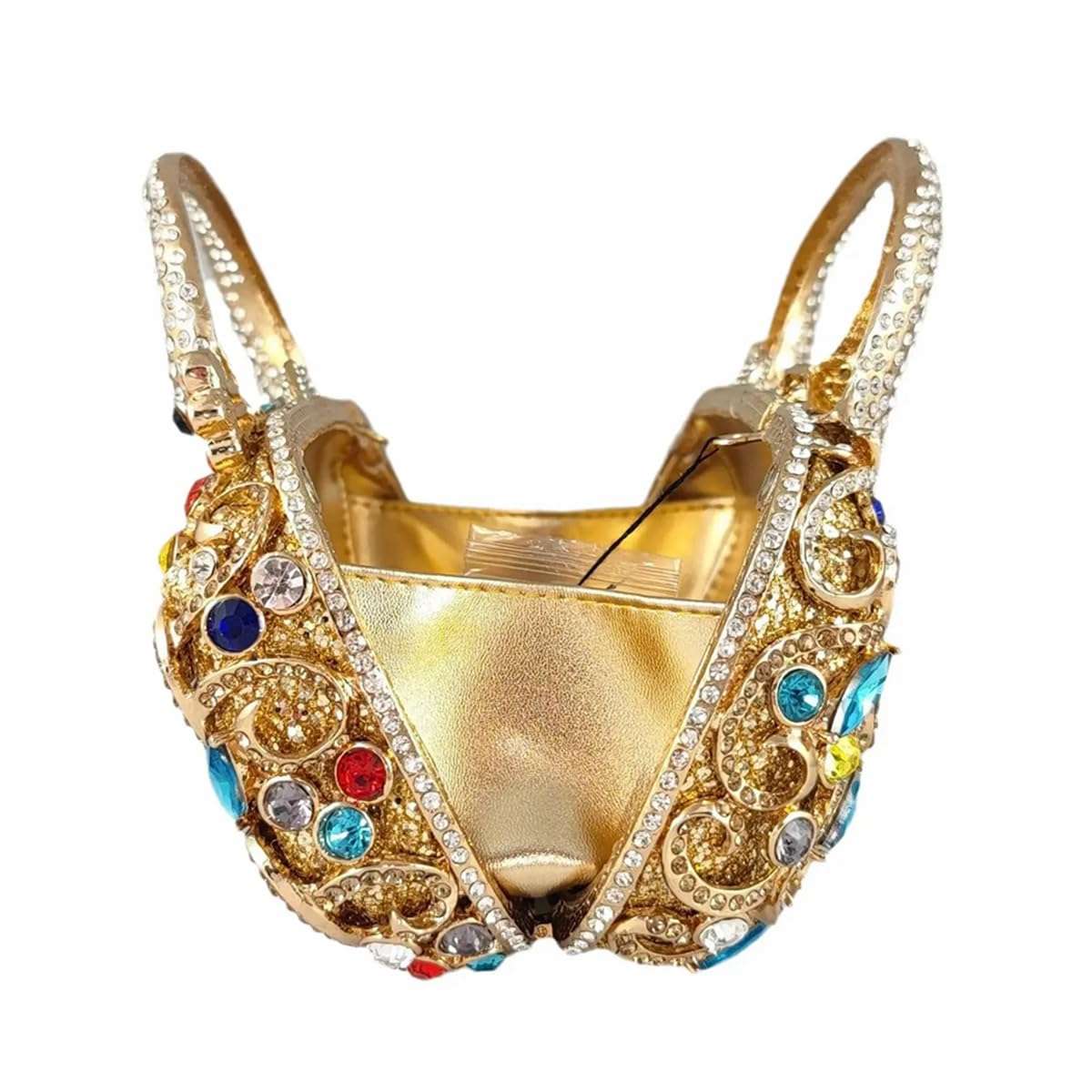 PENGZHI Women Peacock Rhinestone Clutch Bag Sparkly Crystal Evening Bag Bridal Wedding Purse Glitter Handbag for Formal Party, Champagne 4