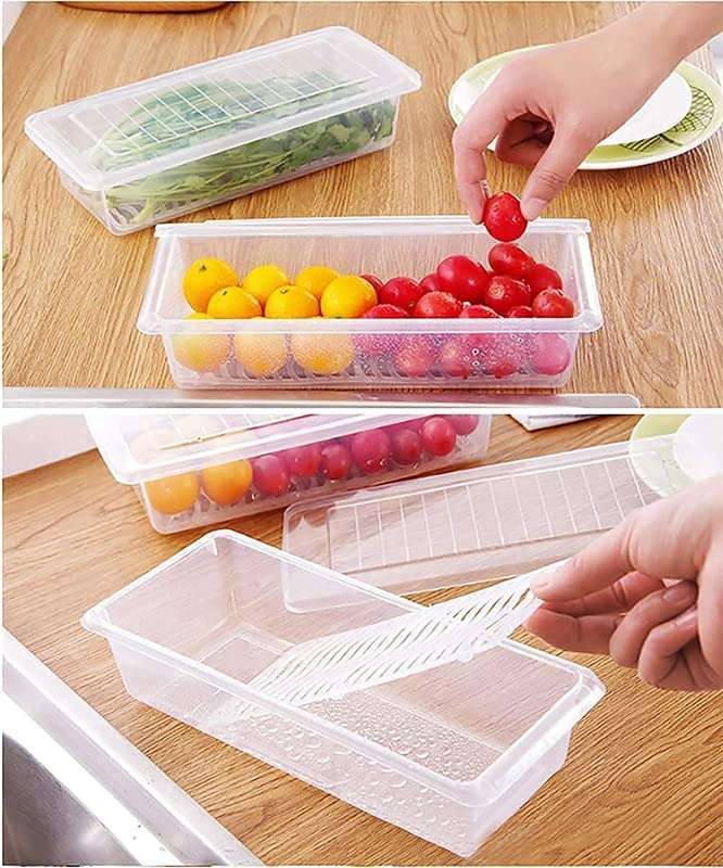 Krupasadhya (PACK OF 6 Fridge Storage Boxes, Fridge Organizer Case With Removable Drain Plate Stackable Fridge Storage Containers Keep Fresh For Storing Fish, Meat, Vegetables (1500ML) 6