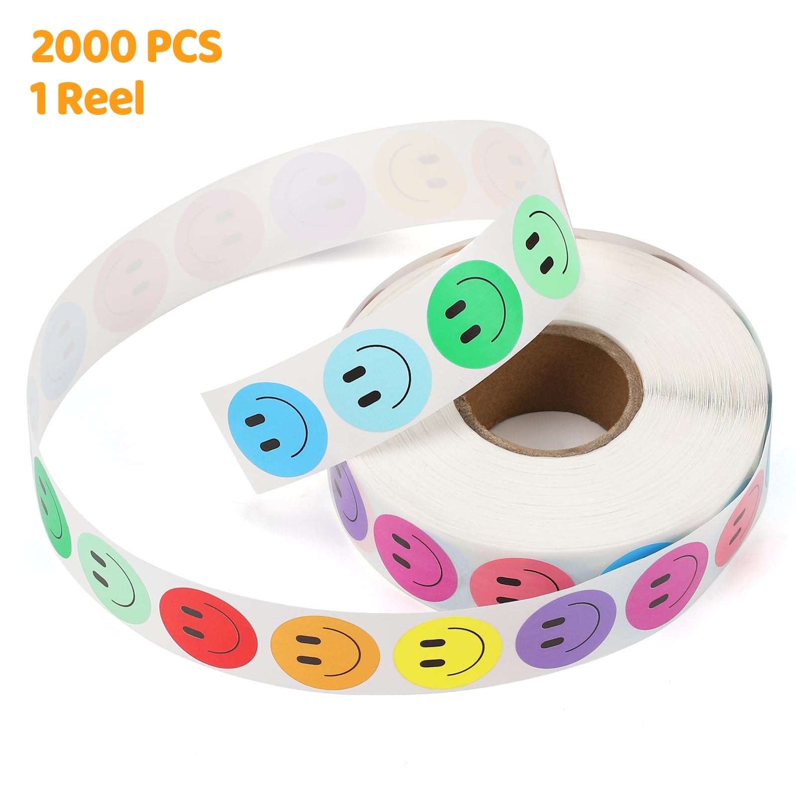 2000PCS Happy Face Stickers, 1 Inch, 10 Colors, Stickers for Kids Reward, Water Bottle Smiling Stickers, for Student Planner and School Classroom Teacher Charts Calendar Gift Wrapping 4