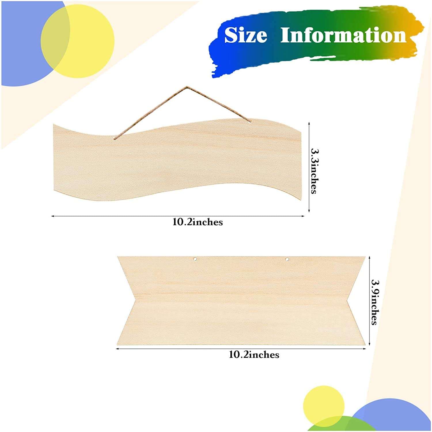 AmericanElm Unfinished Hanging Wood Sign Blank Decorative Plaque 3mm Thick Wooden Slices Banners with Ropes for Pyrography Painting Writing Home DIY Crafts Supplies (Wood Color, 4 Pieces) 3