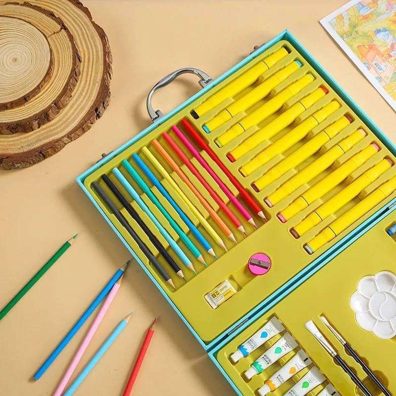 RJKD New 88 Pcs Portable Art Painting Color Kit Art Supplies Includes Watercolor Oil Pastels Pens Colored Pencils Watercolours More For Girls Boys Adults Artist (Pack of 1_MultiColor) 5
