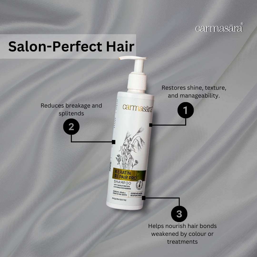 CARMASARA - Keratin Repair Shampoo + Sunscreen SPF 50 PA+++ | Skin and Hair Care | UVA/B & Blue light Protection with Nourish, Repair and Promote Hair Growth | Made with Natural Ingredients 3