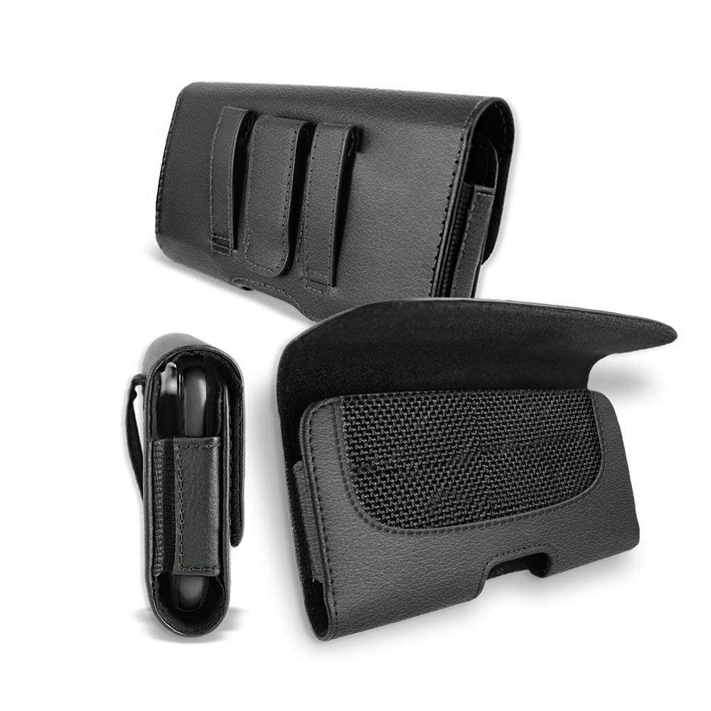 for LG Stylo 3 Case, Boost Mobile LG Stylo 3 Case; T MAN [ XL Size] [Belt Holster] Sideways Horizontal Leather Holster Carry Pouch Case for LG Stylo 3(Fits The Phone with Thick Protective Cover on) 1