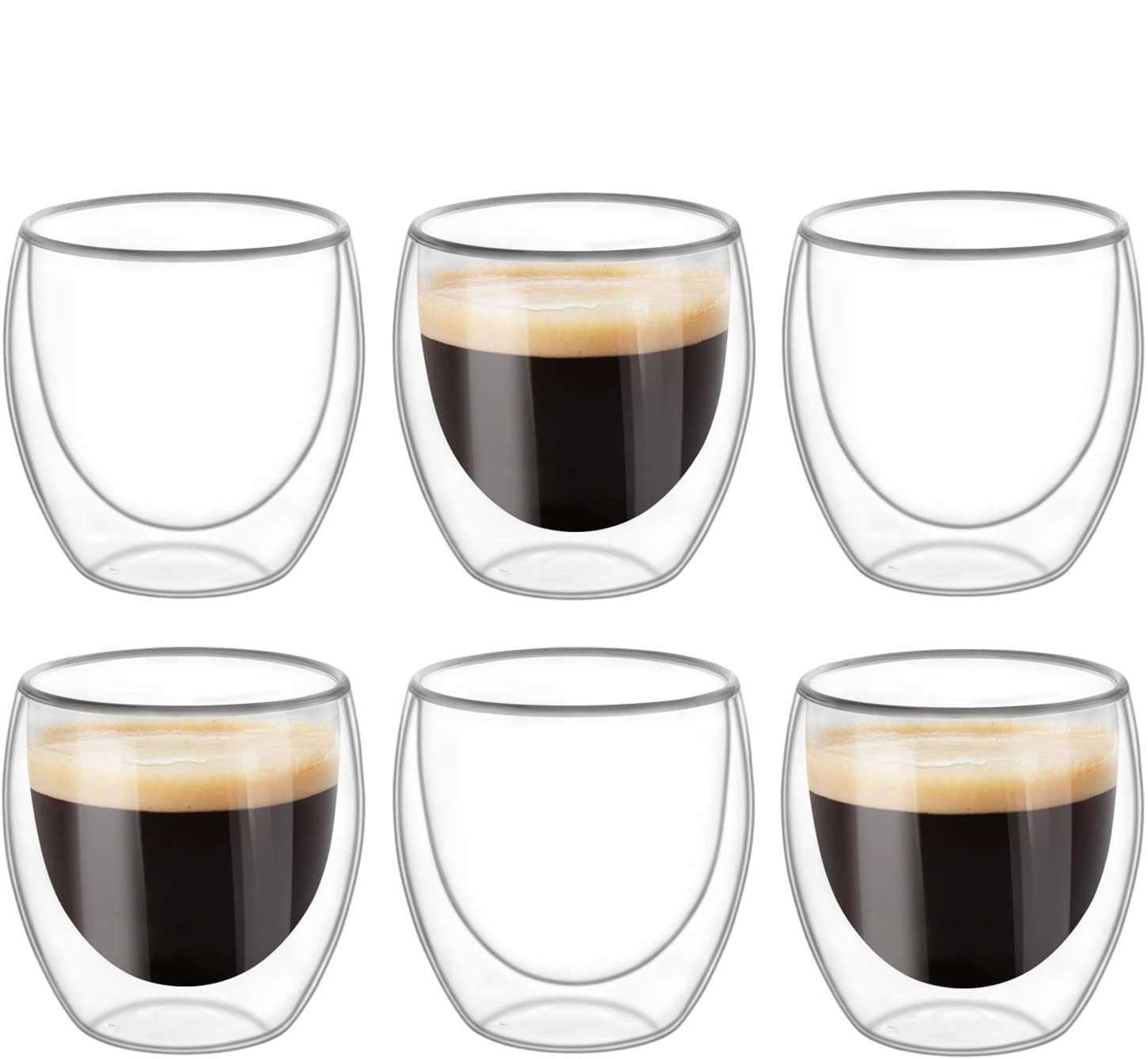 Raghavendra Sarkar® Double Wall Glass 250Ml Set of 2 Double Layer Tea & Coffee Cup Double Walled Glass Mugs for hot & Cold Drinks Coffee Tea Milk cappuchino Juice (250 Ml Tumbler; Set of 6) 1