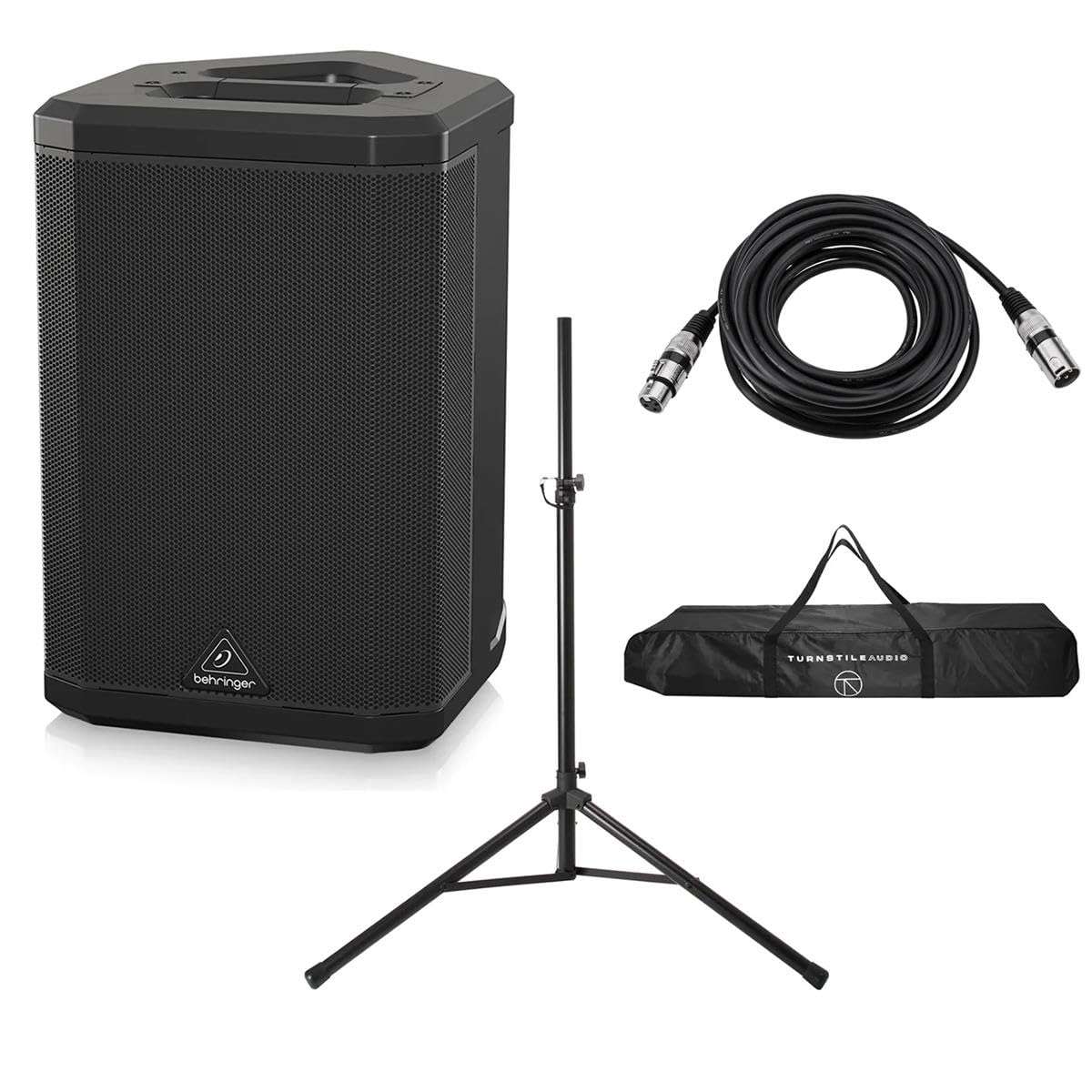 B1C 200W All-in-One Portable PA Bluetooth Speaker, Bundle with Height-Adjustable Stand and 25' XLR Male to Female Microphone Cable