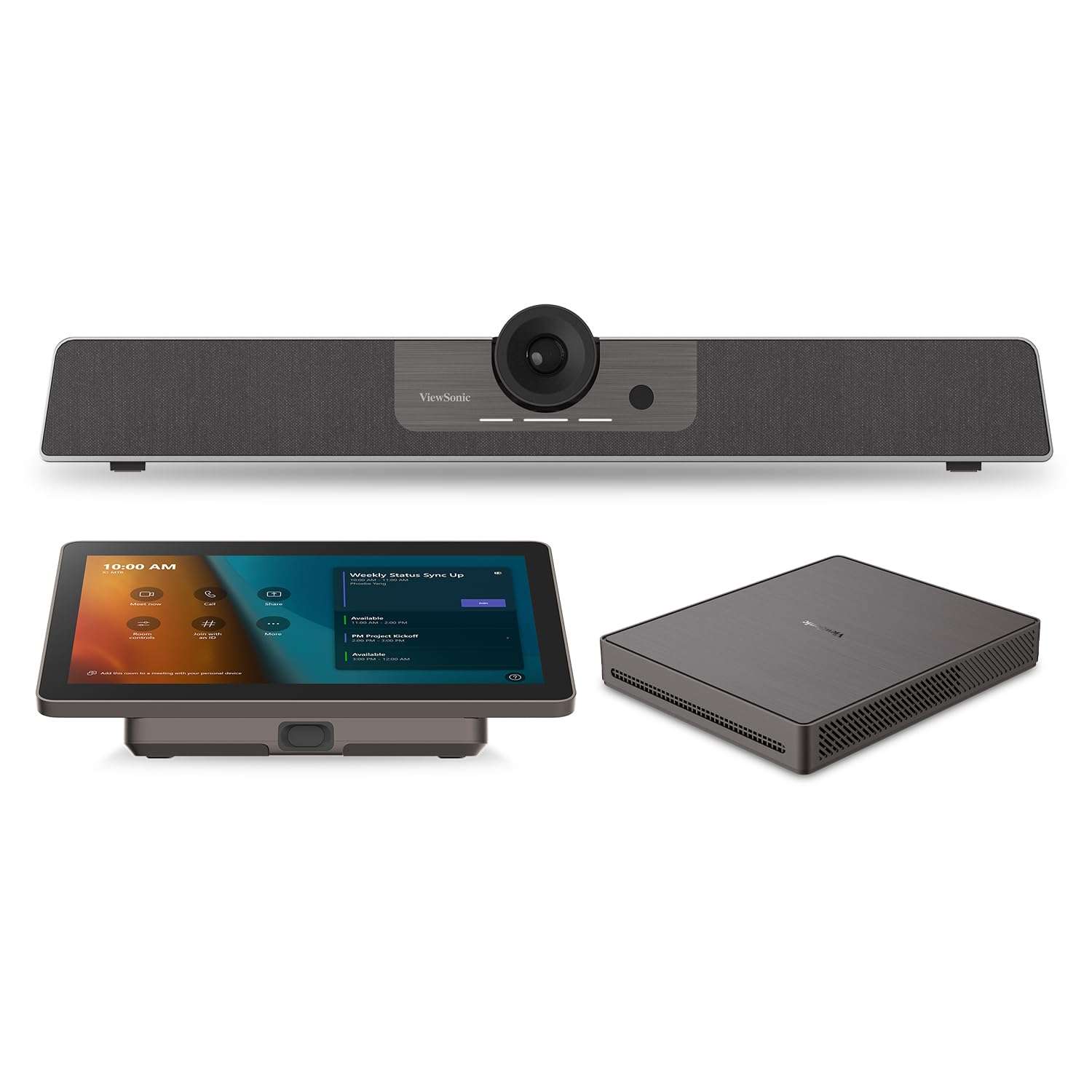 ViewSonic TeamJoin TRS10-UB for Microsoft Teams Rooms Includes MPC310-W31-TU Computing Engine Mini-PC, MRC1010-TN 10-inch Touch Console, and UMB202 3-in-1 4K UHD Video Conference Camera 1