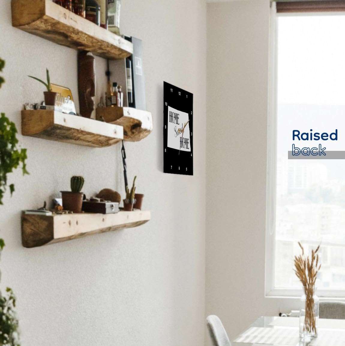 3dRose Wall Clock Silent - 10 inch - Home Sweet Home Inside The State of North Dakota. Black Background. - Stamp City - Typography 4