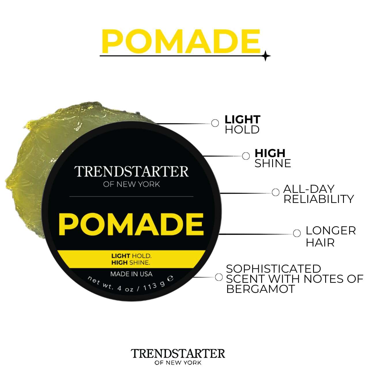 TRENDSTARTER - CLASSIC POMADE (4oz) (PACK of 2) – Light Hold - High Shine - Water-Based Pomade - All-Day Smooth Wet Look Finish - Non-Crispy Formula - Premium Hair Styling Products 5