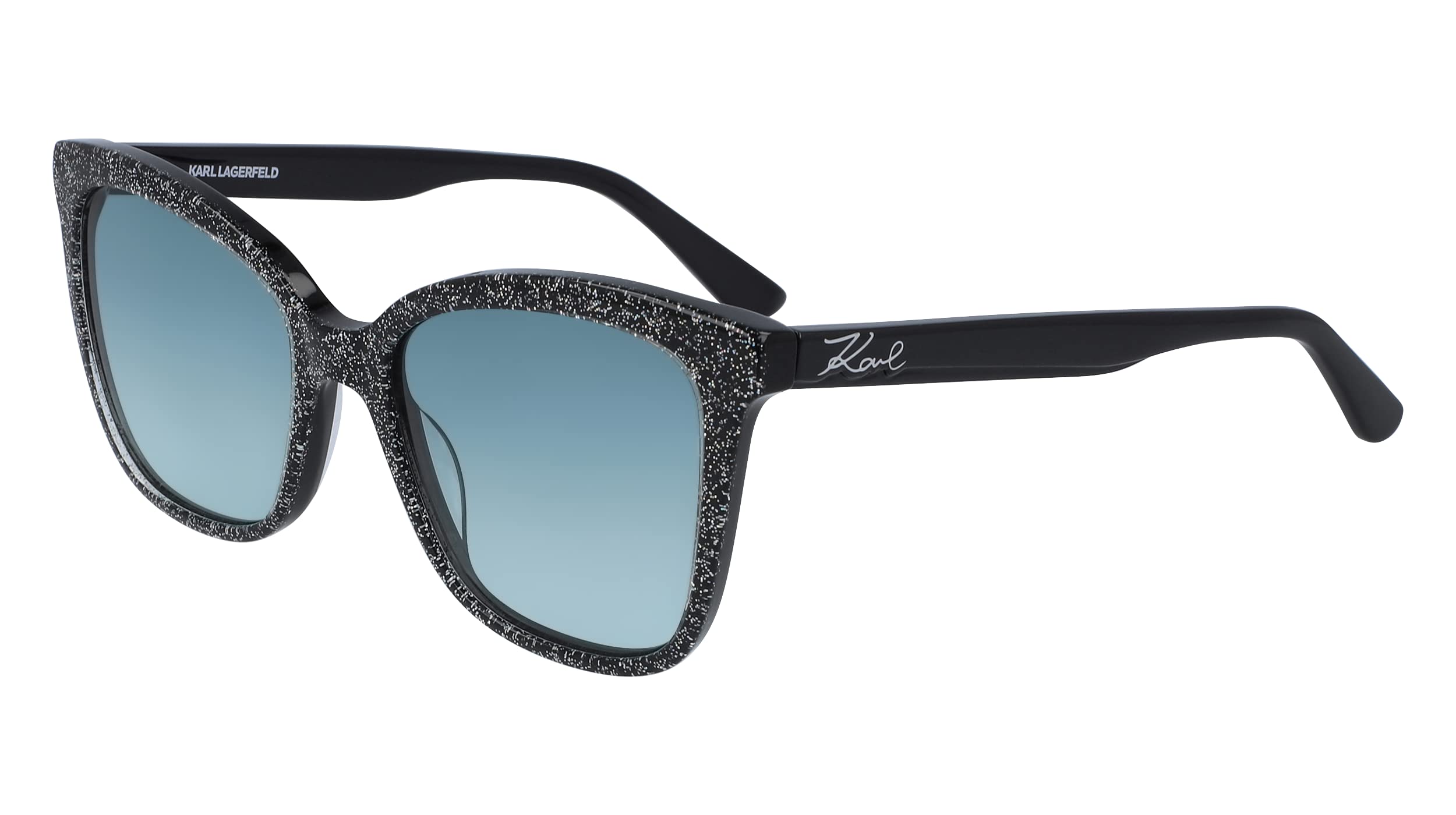 KARL LAGERFELD Women's Modern Butterfly Acetate Black Glitter Sunglasses, Taglia unica 3