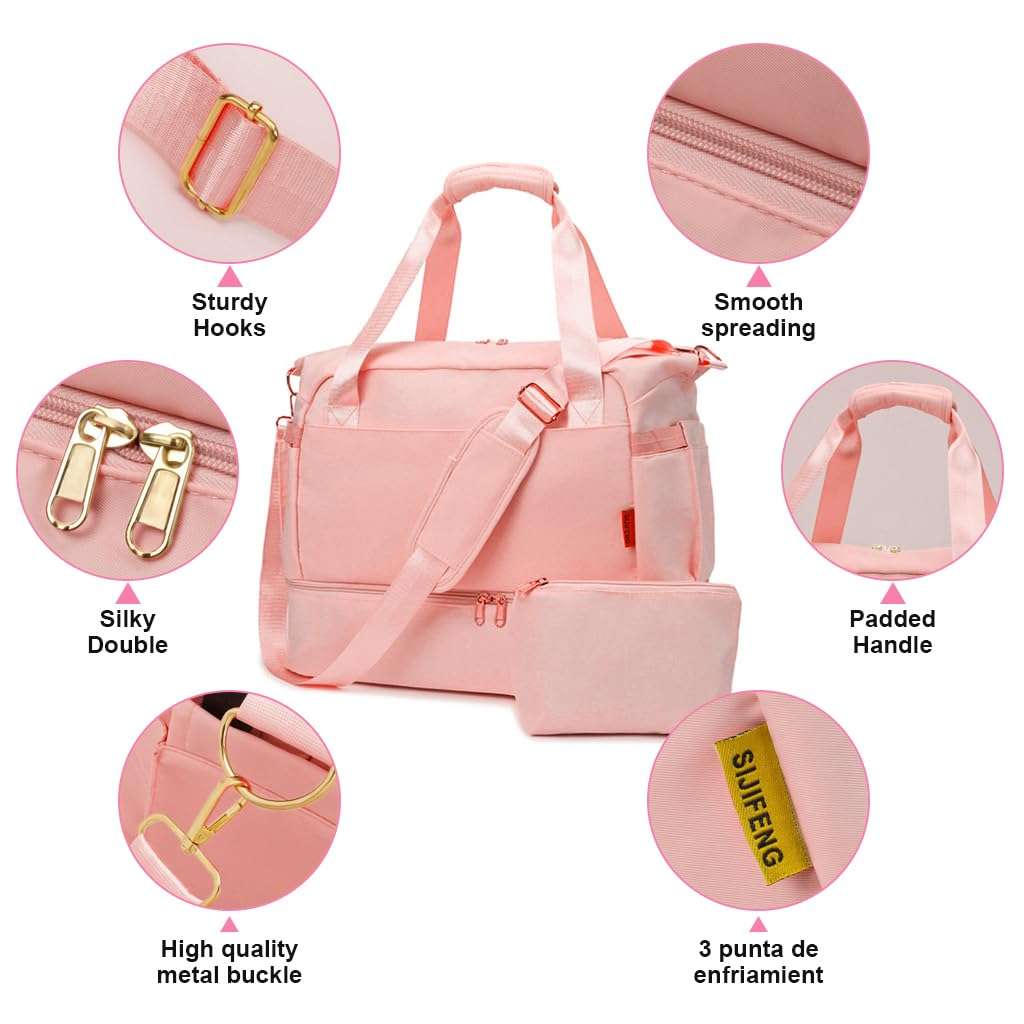 PALAY® Travel Duffel Bag Toiletries Pack Combo Waterproof Fitness Bag with Shoe Compartment Double Layer Large Capacity Travel Bag with Shoulder Strap and Handle Fashion Duffel Bag for Travel, Workout 5