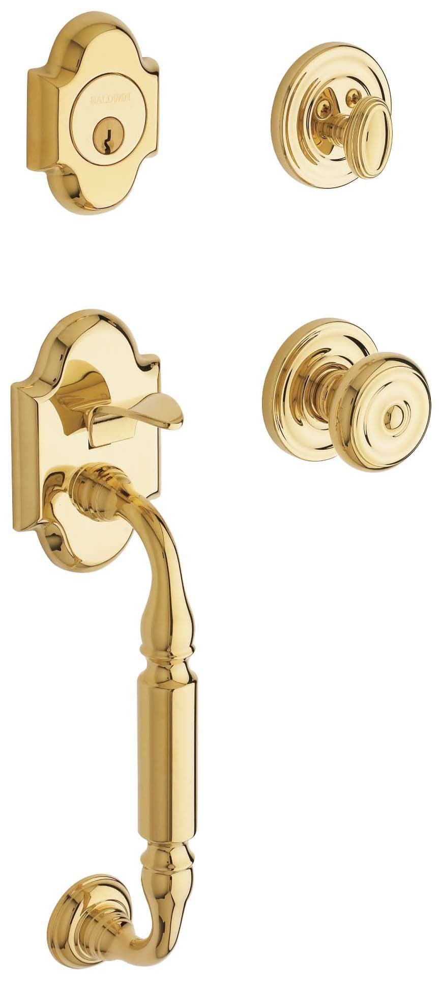 Baldwin 85305.003.ENTR Canterbury Sectional Trim Handleset with Colonial Knob, Lifetime Polished Brass