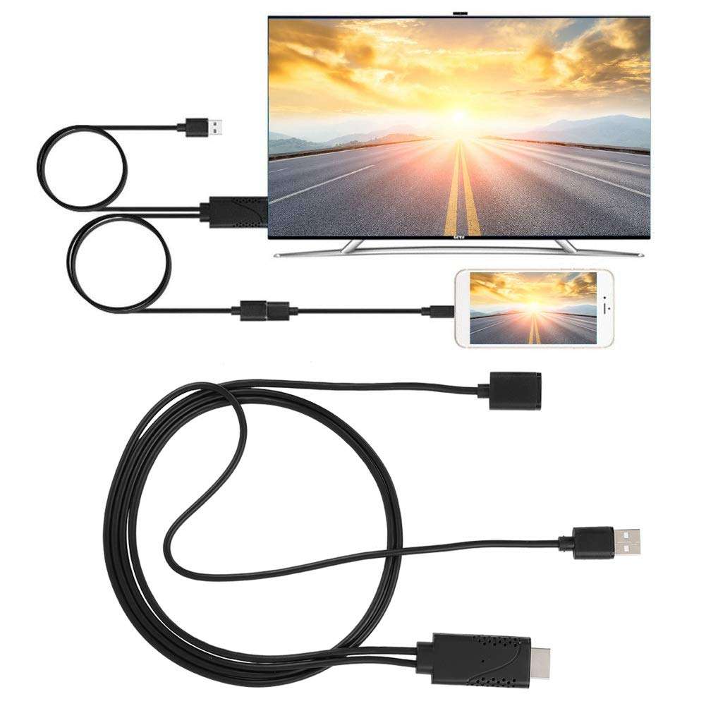ASHATA Smartphone HDMI Cable Adapter 2 in 1 USB Female to HDMI Male HDTV Adapter Cable Cord with 1080P Resolution for Android 4