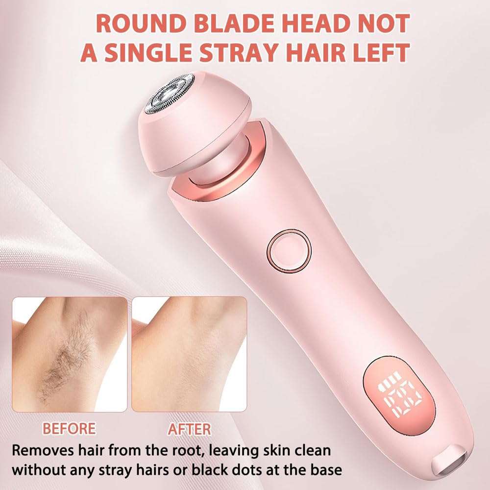 Omicove Goddess Glide Shaver, 2-in-1 Detachable and Replaceable Shaver Head, Wet and Dry Shaver, Shaver with Display (Pink) 5