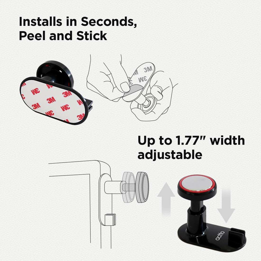 actto Extensible PC Gaming Headset Headphone Hook Holder with Cable Clip 3M VHB Tape, Cable Organizer, Universal Stand for All Brands, Earbuds, Earphones, Wall Under Desk, Headset Holder Mount 2