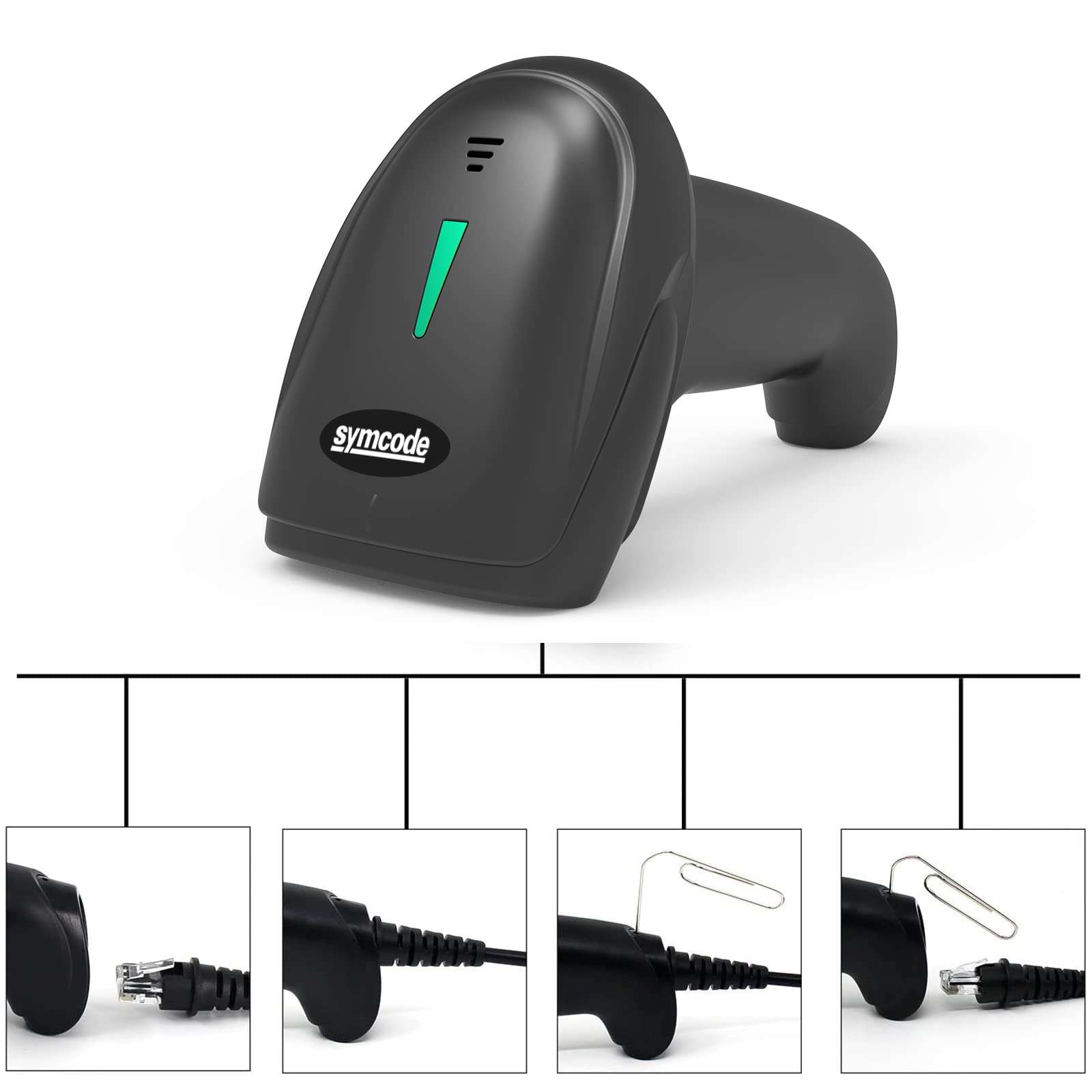 USB Laser Barcode Scanner Wired Handheld 1D Bar Code Scanner Reader Black 6