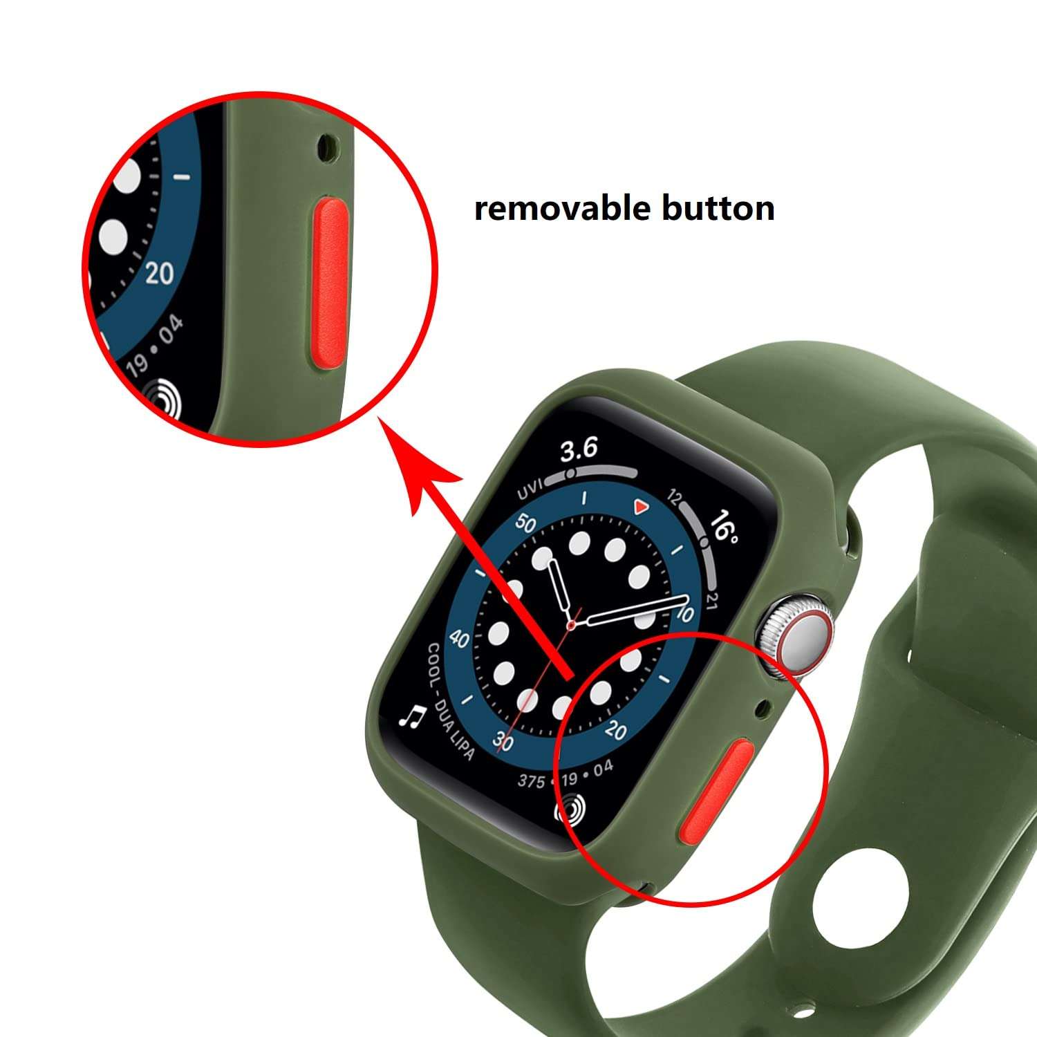 Hontao Ultra Thin Soft TPU Shockproof Bumper Case for iWatch Apple Watch Series SE 6/5/4 Olive Green 44mm 4