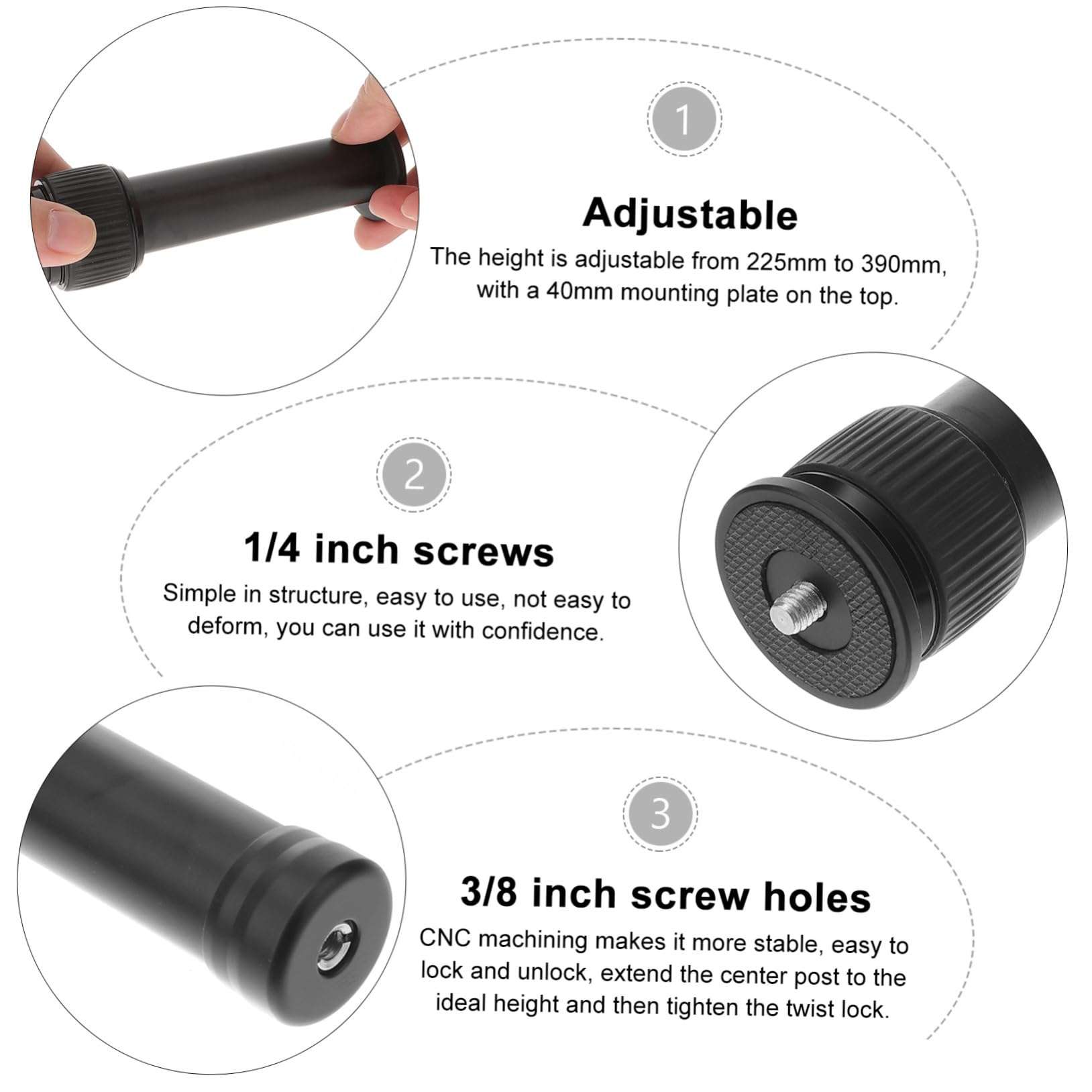 TINEASUR Professional Camera Pole Tripod Extension Arm for Stabilizer DSLR and Gimbal 3