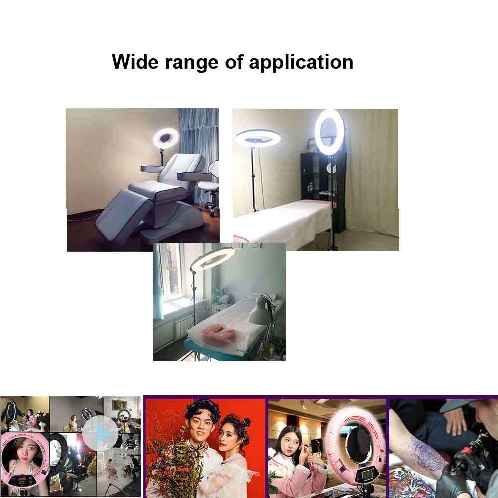 Yidoblo 18" LED Ring Light Kit Bi-Color Dimmable Photo Studio Video Portrait Film Selfie YouTube Photography Lighting Set with Phone/Camera Holder, Makeup Mirror, Stand and Travel Bag Pink 6