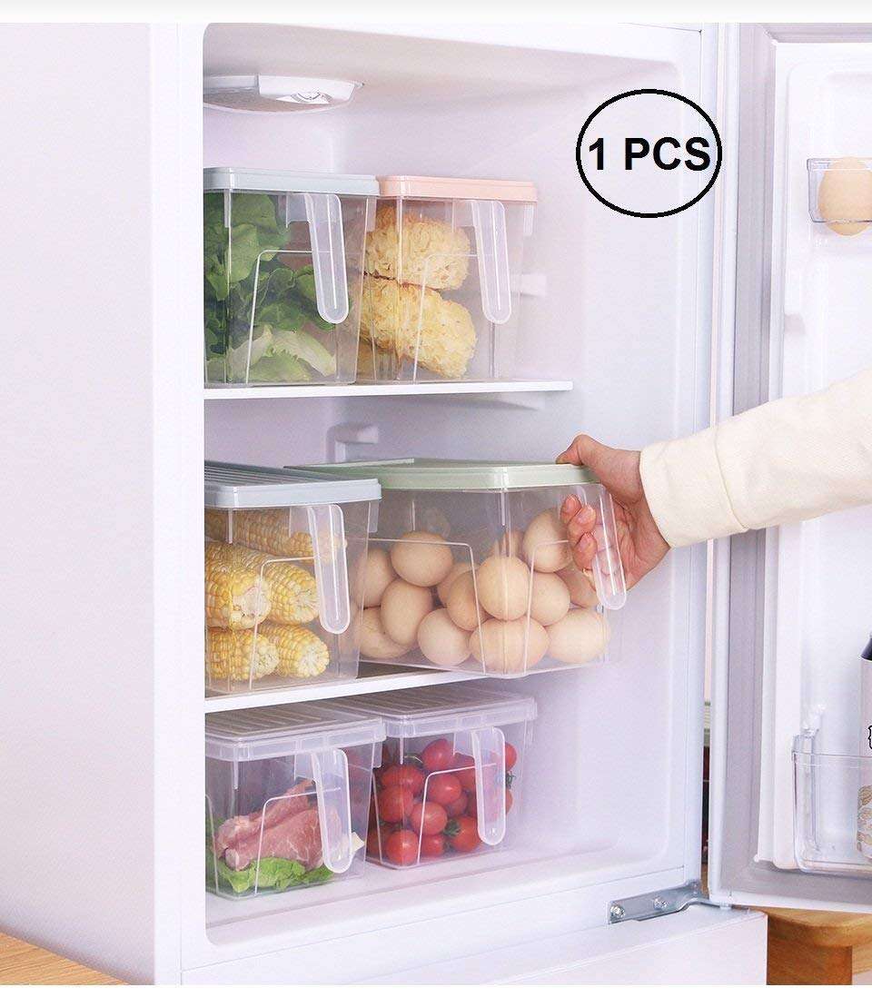Divyog Refrigerator Organizer Fridge Storage Basket | Plastic 3 Compartment Kitchen Storage Box | Food Storage Container Handle Basket (1) 5