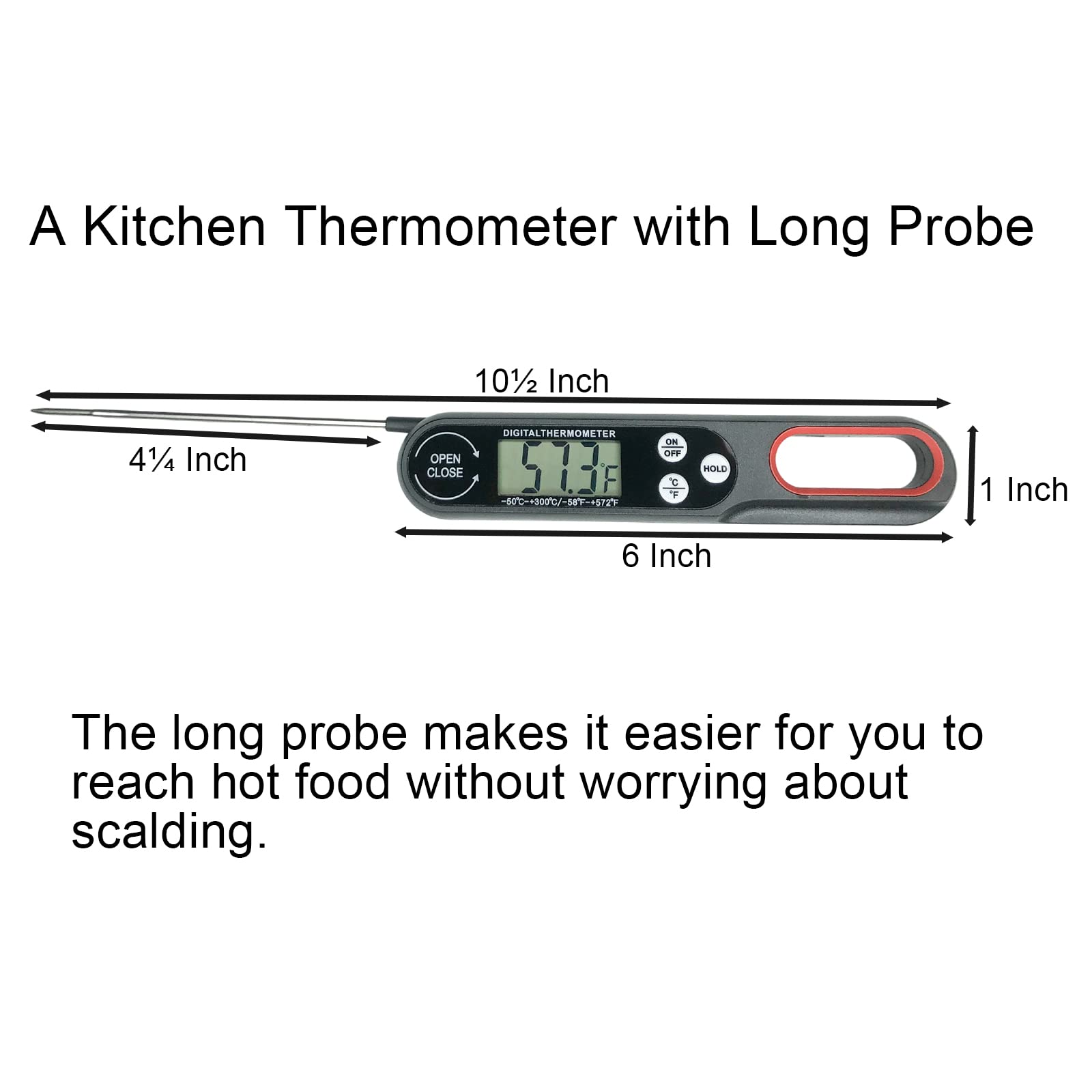 Wotermly Digital Kitchen Meat Thermometer with Backlight LCD and Foldable Long Probe, Instant Read Food Cooking Thermometer Use for Grill,Liquid, BBQ, Baking and Candy 3