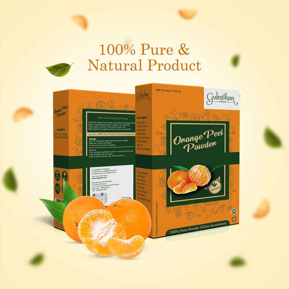 Gulmohar 100% Pure Orange Peel Powder for Skin Care And Face Whitening - 100g 3