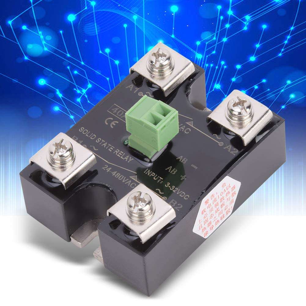 Relay Module DC Control AC Relay 3-32VDC DC Control Dual AC 24-480VAC Thermostat Temperature Controller(40A(BERM-DK40DA)) 4