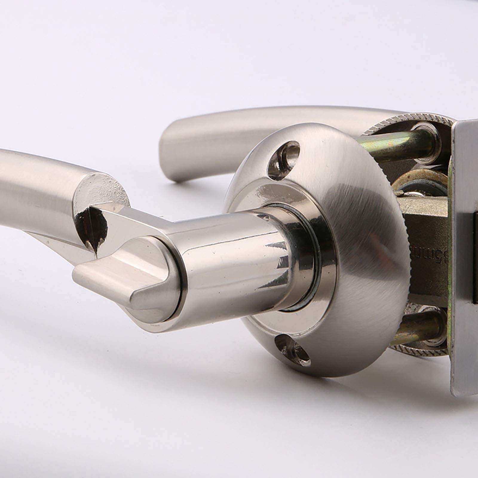 ZHFRC Door Handle Lever Zinc Alloy Three-bar Handle Lock for Bedroom Room Hotel Alloy Office Furniture Interior Door Lock Easy to Install (Color : Silver, Size : One Size) 3