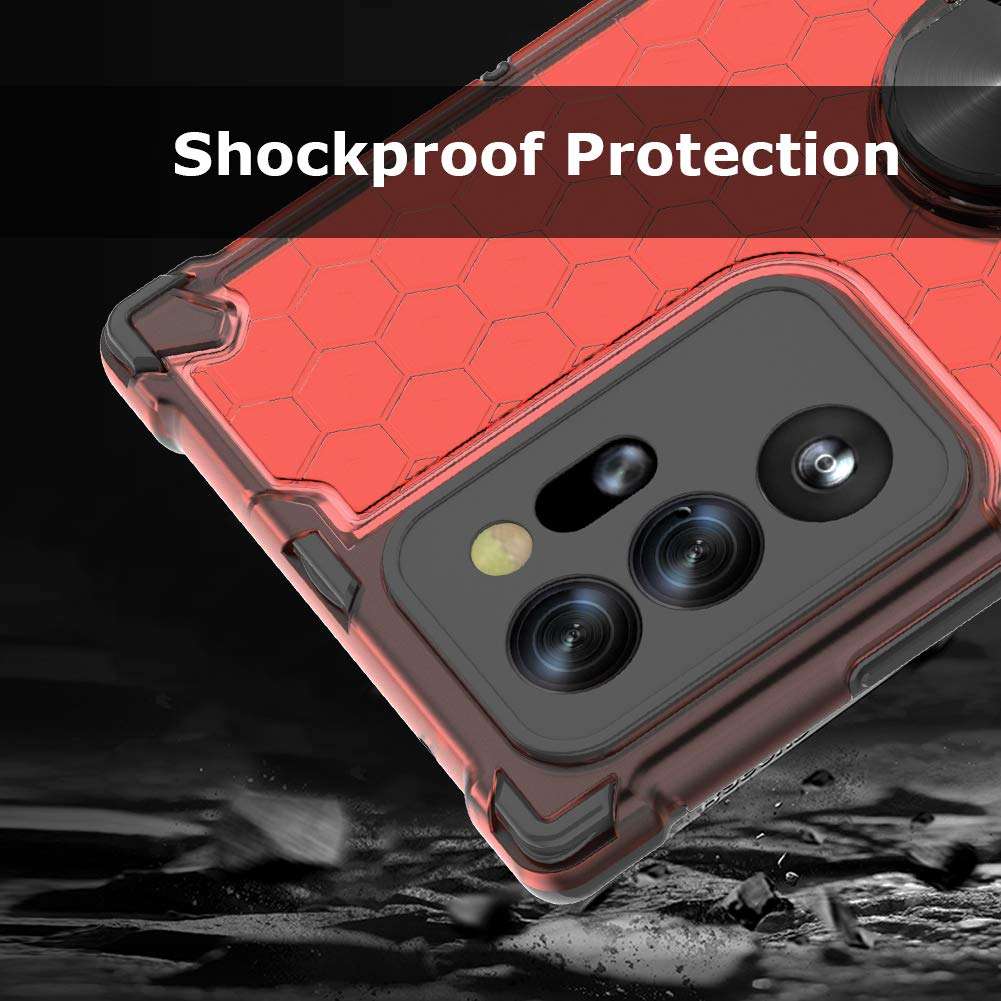 Galaxy Note 20 Ultra Case, Shockproof Bumper Cover with Kickstand Holder [Work for Magnetic Car Mount] Compatible with Samsung Glaxay Note 20 Ultra, Red 6