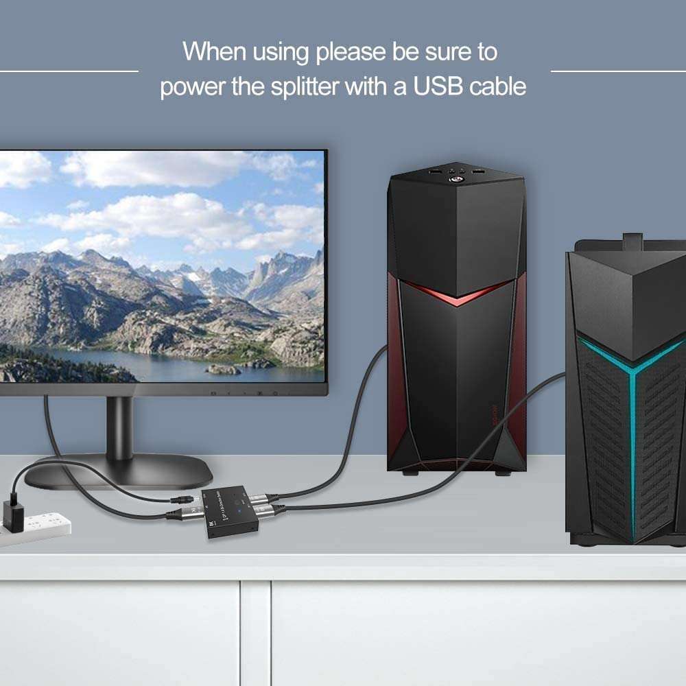 JupptElectronics Displayport Switch, displayport Cable 1.4 displayport Switch 2 in 1 Out @30Hz 4K@120Hz Splitter Converterdisplayport switchdisplayport Splitter for Multiple Sourceand displays. 3