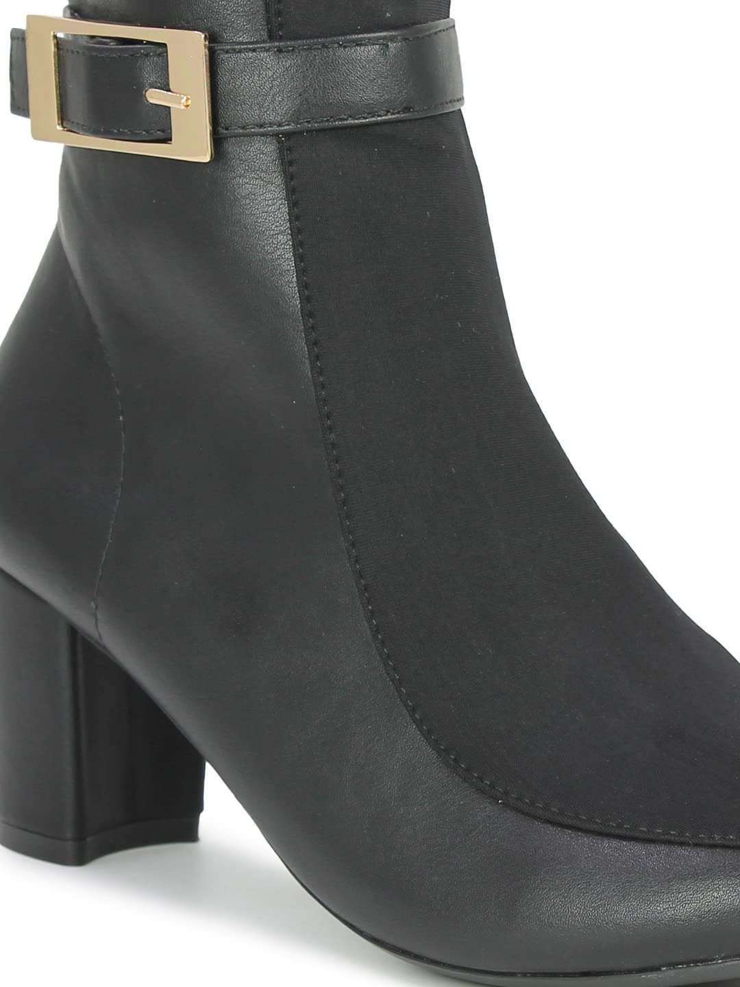 Inc.5 Women Black Block Heeled Regular Boots 6