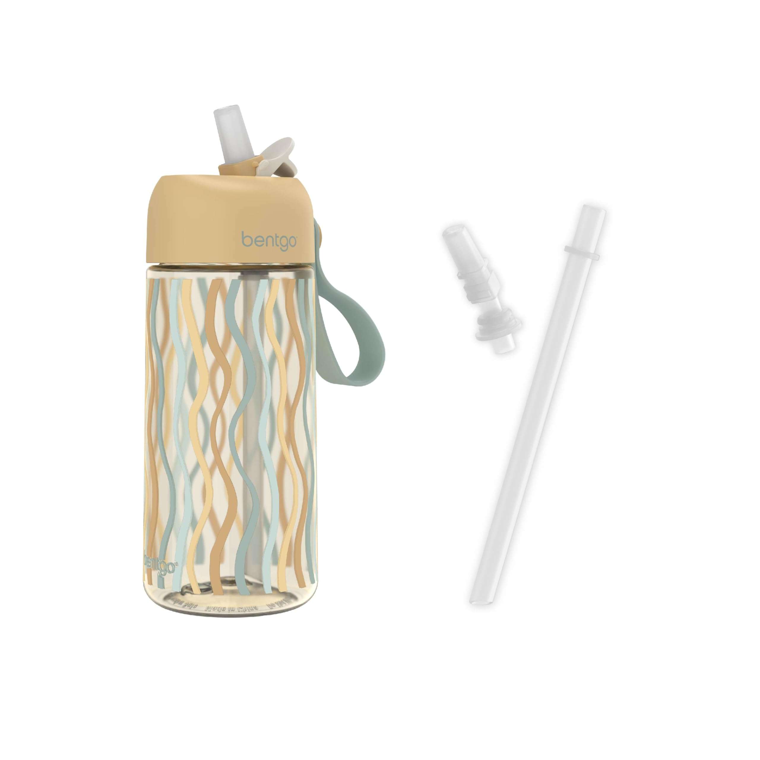 Bentgo Kids Water Bottle and Replacement Straws Set (Wavy) 1