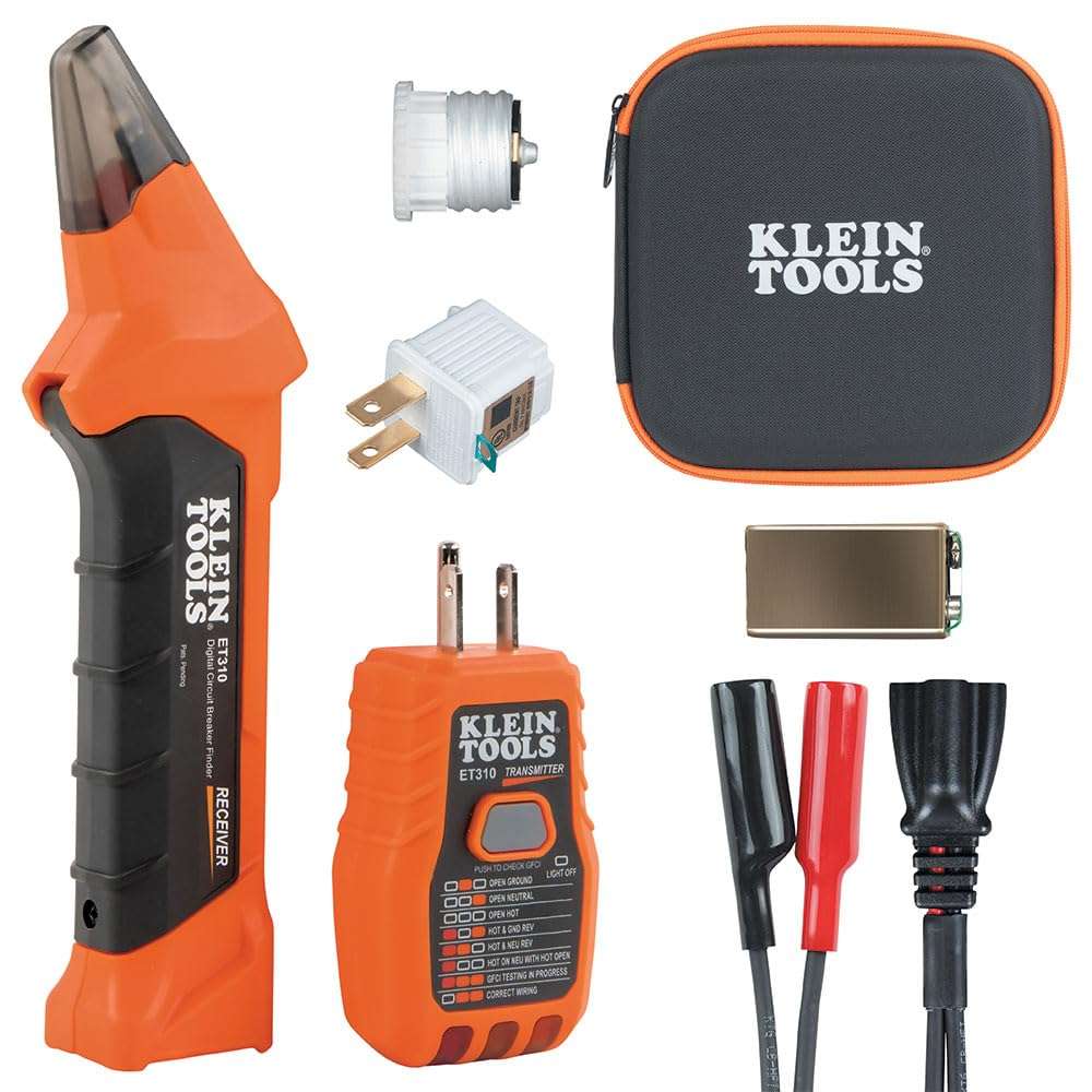 Klein Tools ET310KIT AC Circuit Breaker Finder and Accessory Kit with Electric Tester, Voltage Tester, GFCI Outlet Tester, Leads, Adapters and Case 1