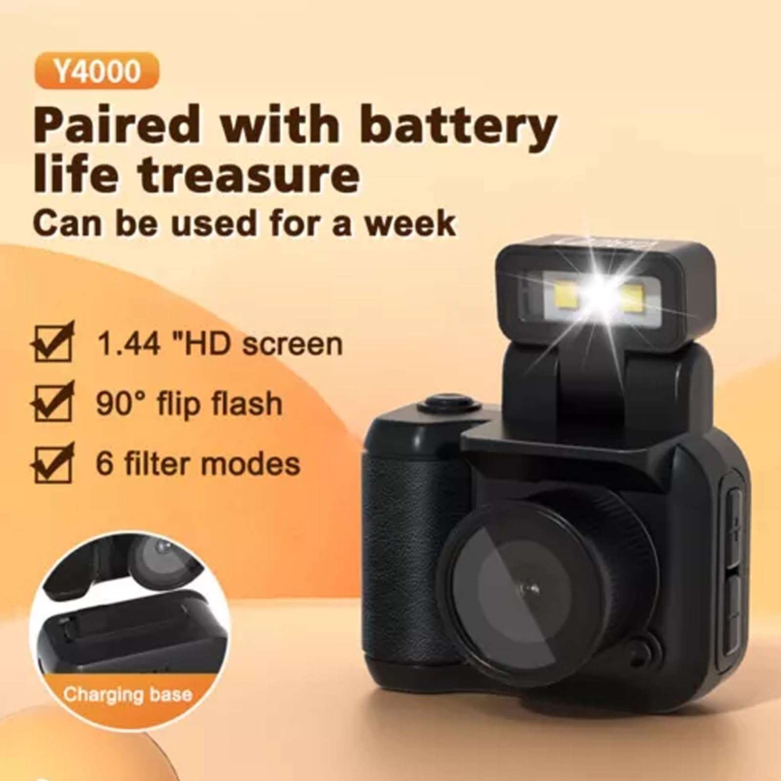 Zchkg Mini Camera, Mini Vintage Camera, Tiny Nostalgic Snap Camera, Portable Chain Camera, 1080p Mini Pixel Mini Thumb Sized Camera Keychain, for Students Kids with Eight Filters(Black,Ordinary 3