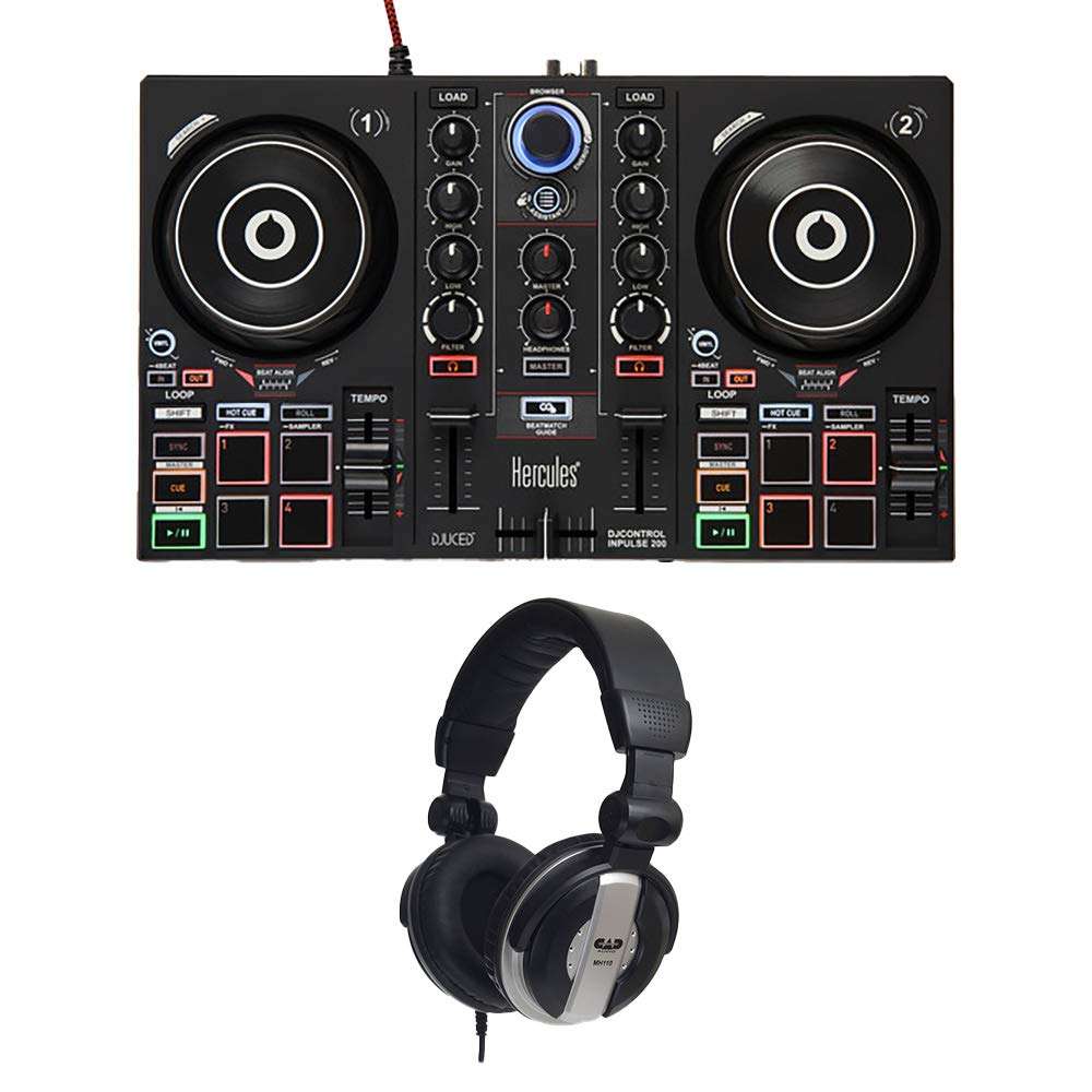 Hercules DJ Control Inpulse 200 DJ Controller with MH110 Studio Headphones 1