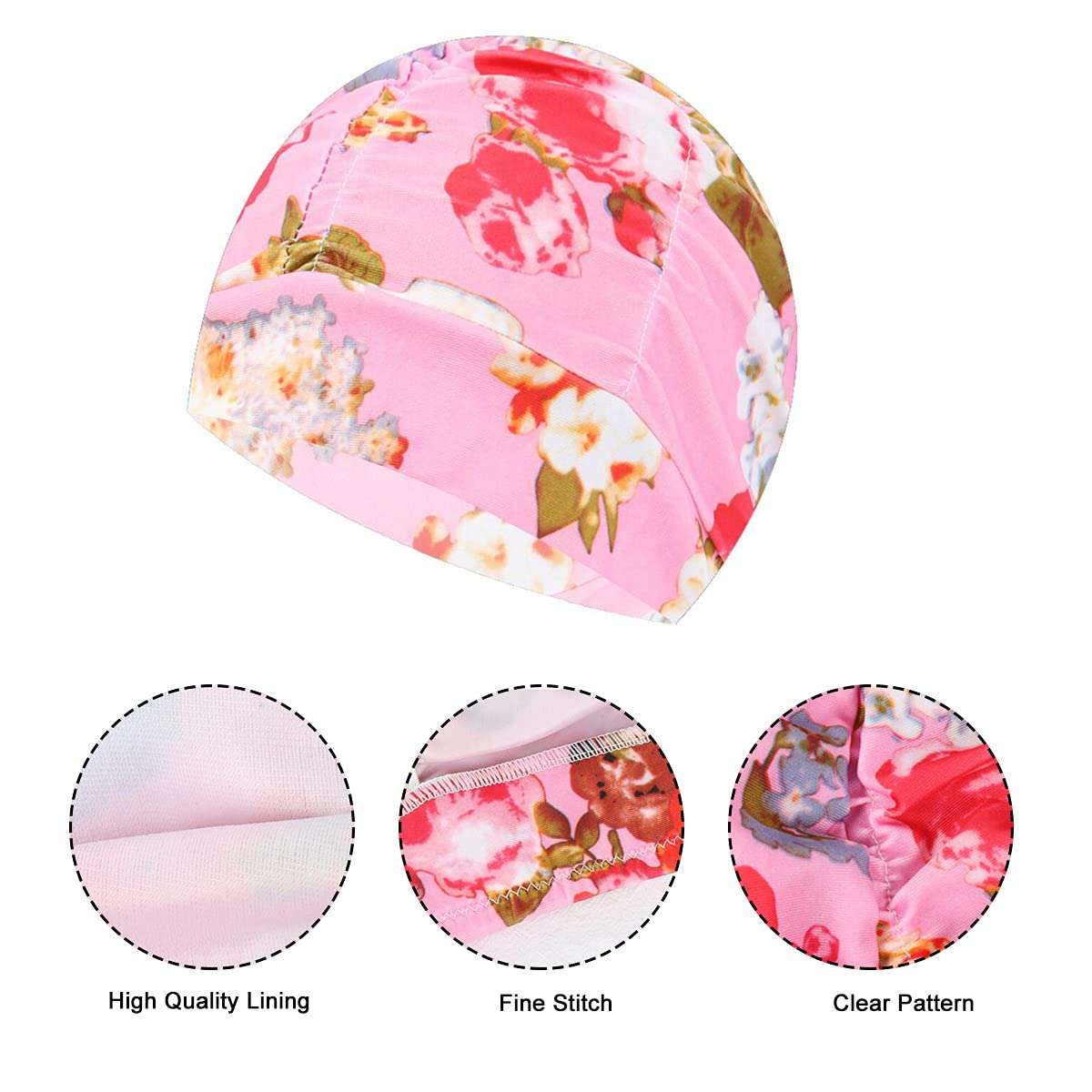 Misgirlot Pleated Swimming Cap Long Hair Swim Cap Nylon Cloth Swim Cap Durable Elastic Swim Hat Colorful Bathing Cap for Adult Men and Women 3