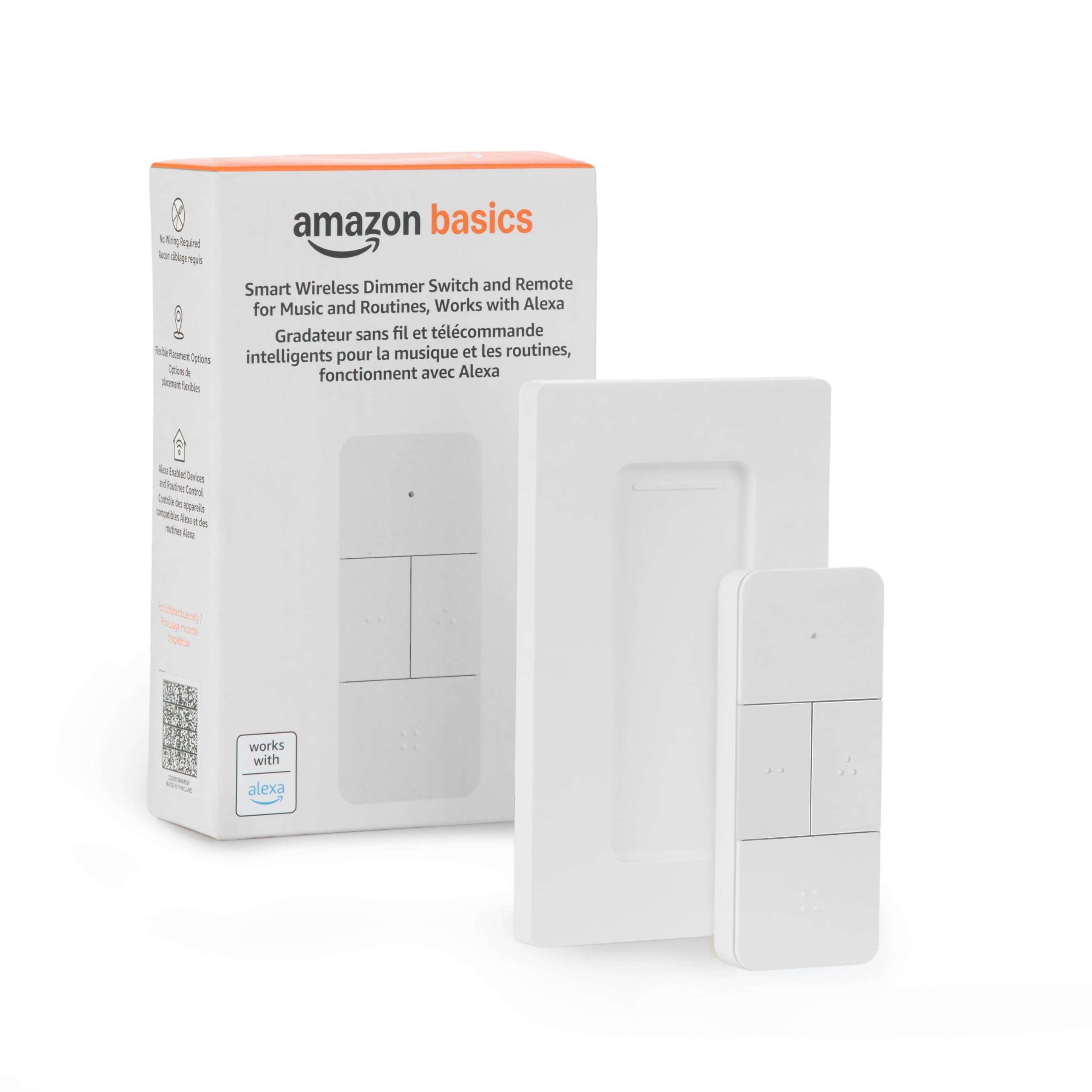 Amazon Basics Smart Dimmer Switch and Remote for Music and Routines, Compatible Echo Devices Required, Works with Alexa Only, No Wiring Required 2