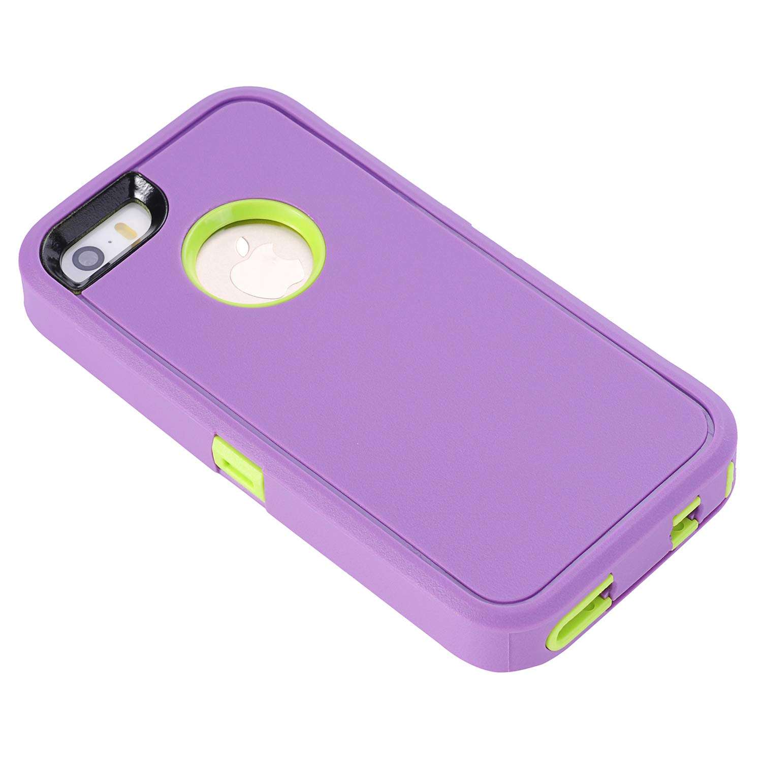 iPhone SE Case,(1nd gen) Lordther [ShieldOn Series] Hybrid Synthetic Rubber TPU Covers with Screen Protector Only for iPhone SE 5SE 5 5s (Purple Green) 6